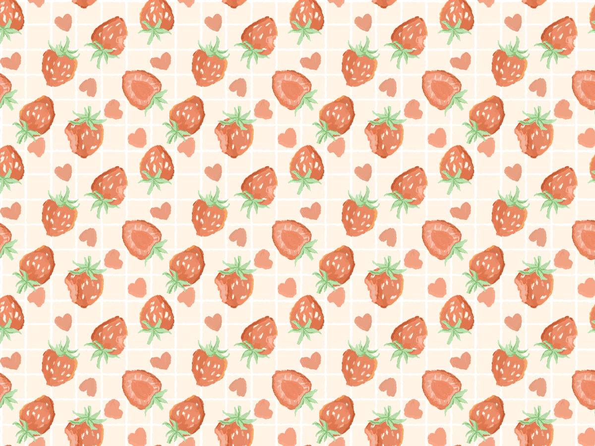 Heartful Strawberries Wallpaper Murals in your room — zoomed