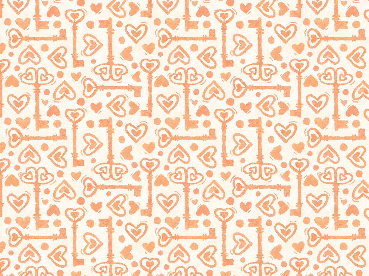 Key to The Heart Peach Wallpaper in your room — zoomed