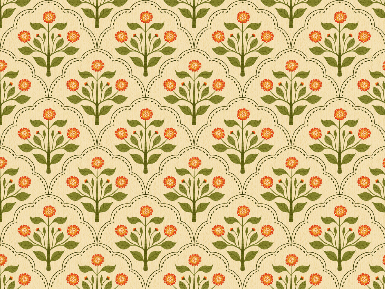 Orange Lantana Flowers Wallpaper