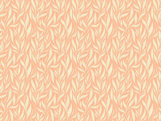 Peach and White Leavescapes Wallpaper