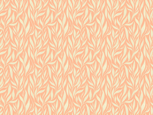 Peach and White Leavescapes Wallpaper