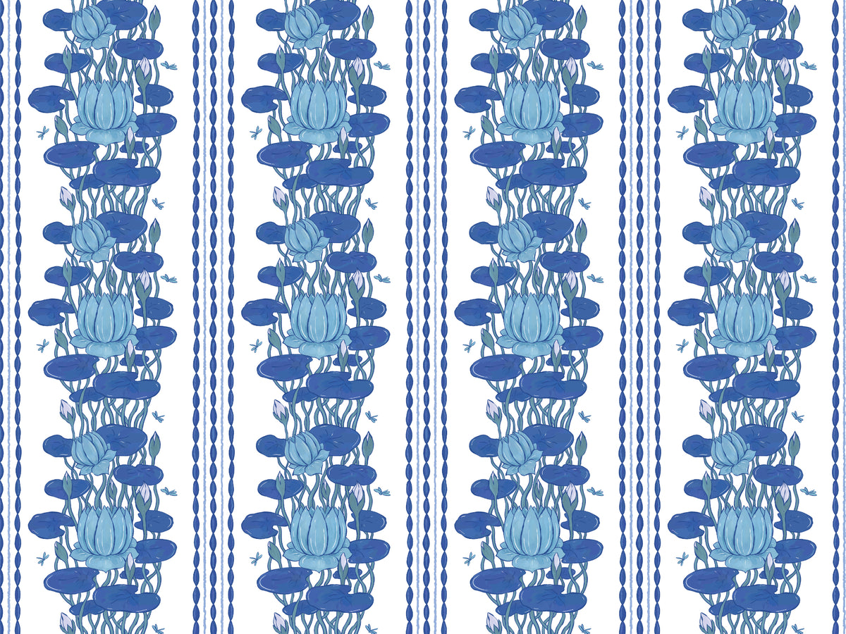 Lotus Stripe Repeated Pattern Wallpaper in your room