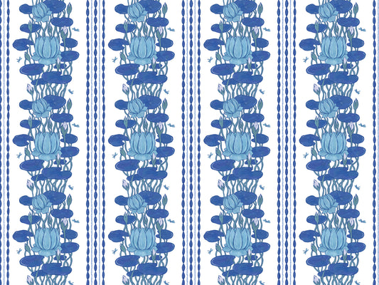 Lotus Stripe Repeated Pattern Wallpaper