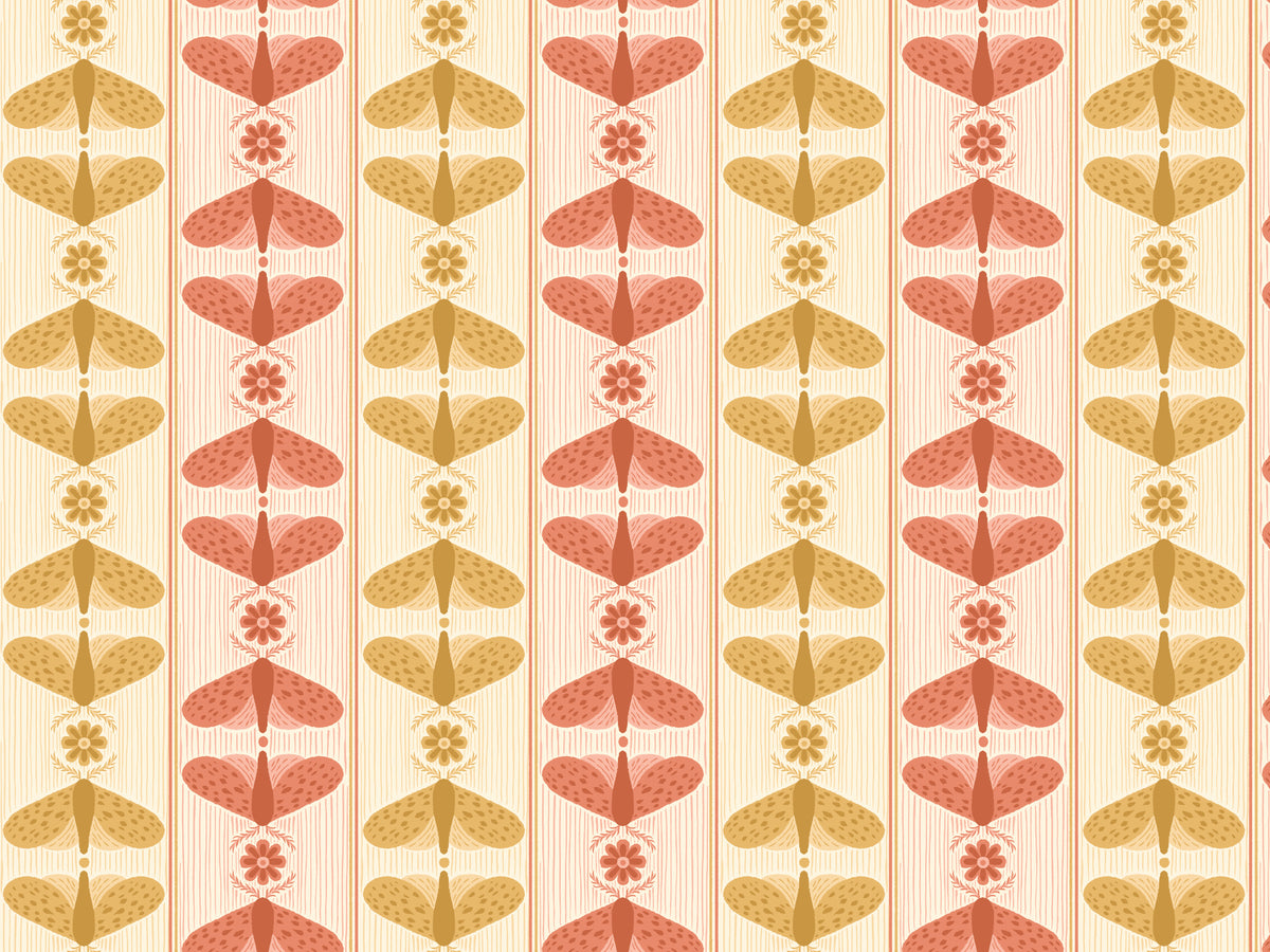 Moth Stripe Wallpaper in your room — zoomed