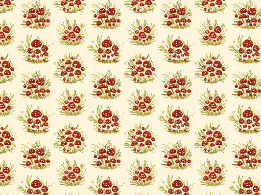 Mushroom Millefleurs Light Wallpaper