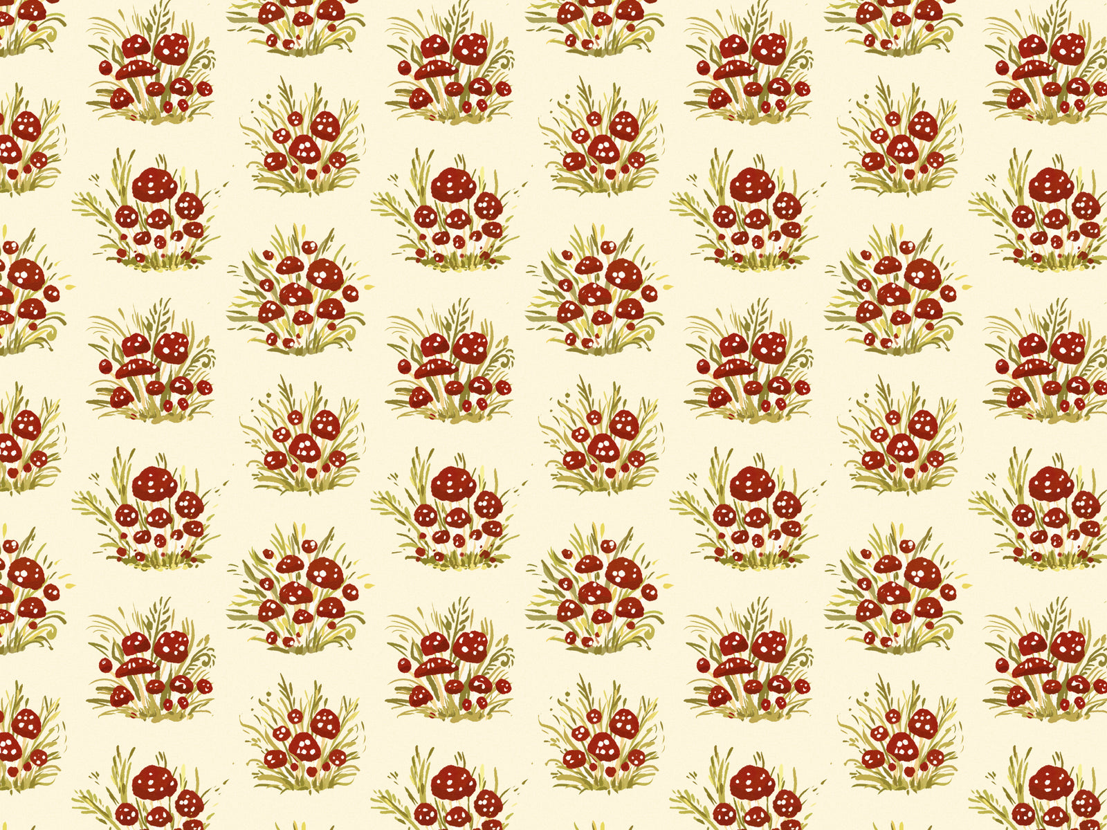 Mushroom Millefleurs Light Wallpaper
