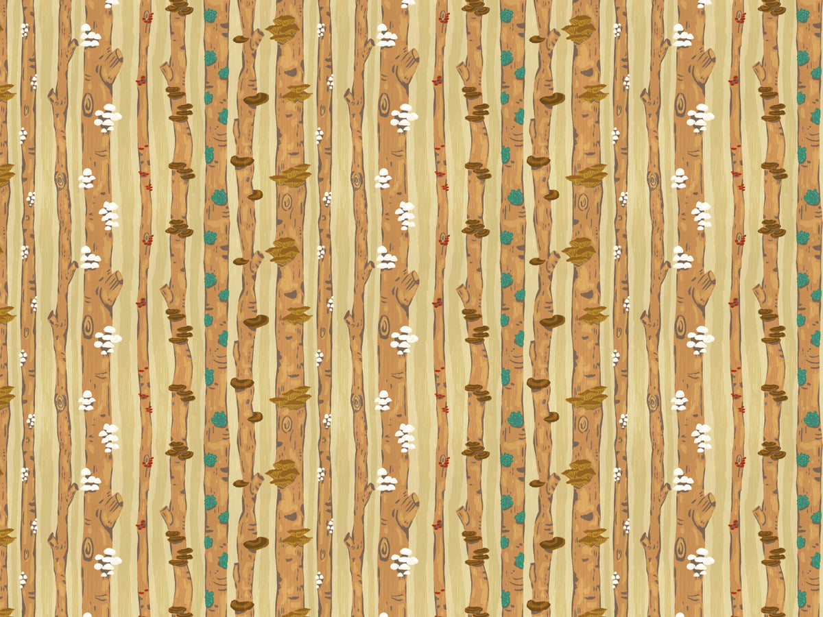 Mushrooms on Tree Trunks Wallpaper in your room