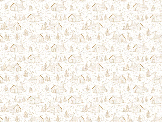 Smokey Cabins Tan Color Wallpaper