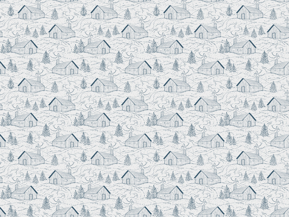 Smokey Cabins Blue Wallpaper in your room
