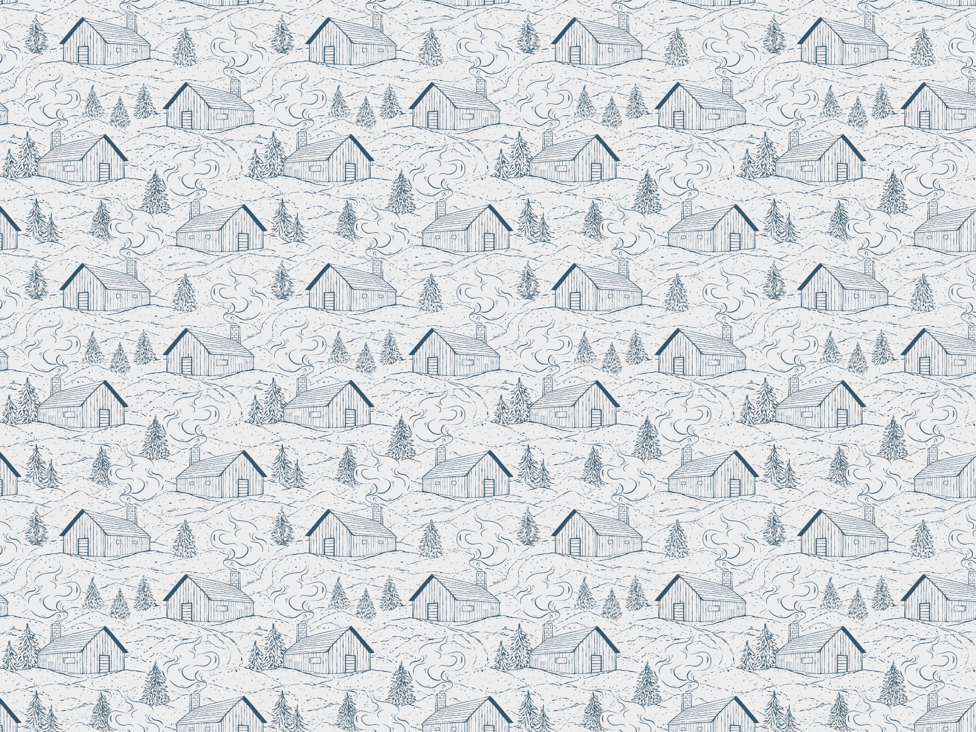 Smokey Cabins Blue Wallpaper