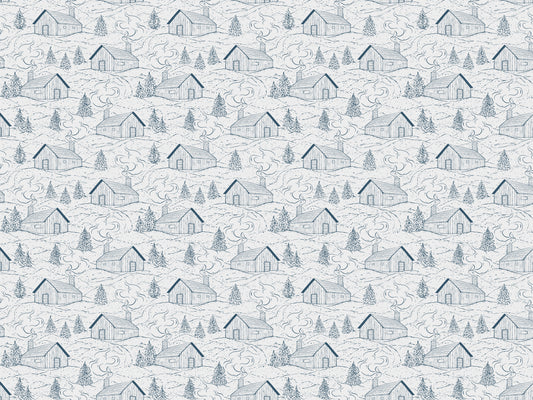Smokey Cabins Blue Wallpaper