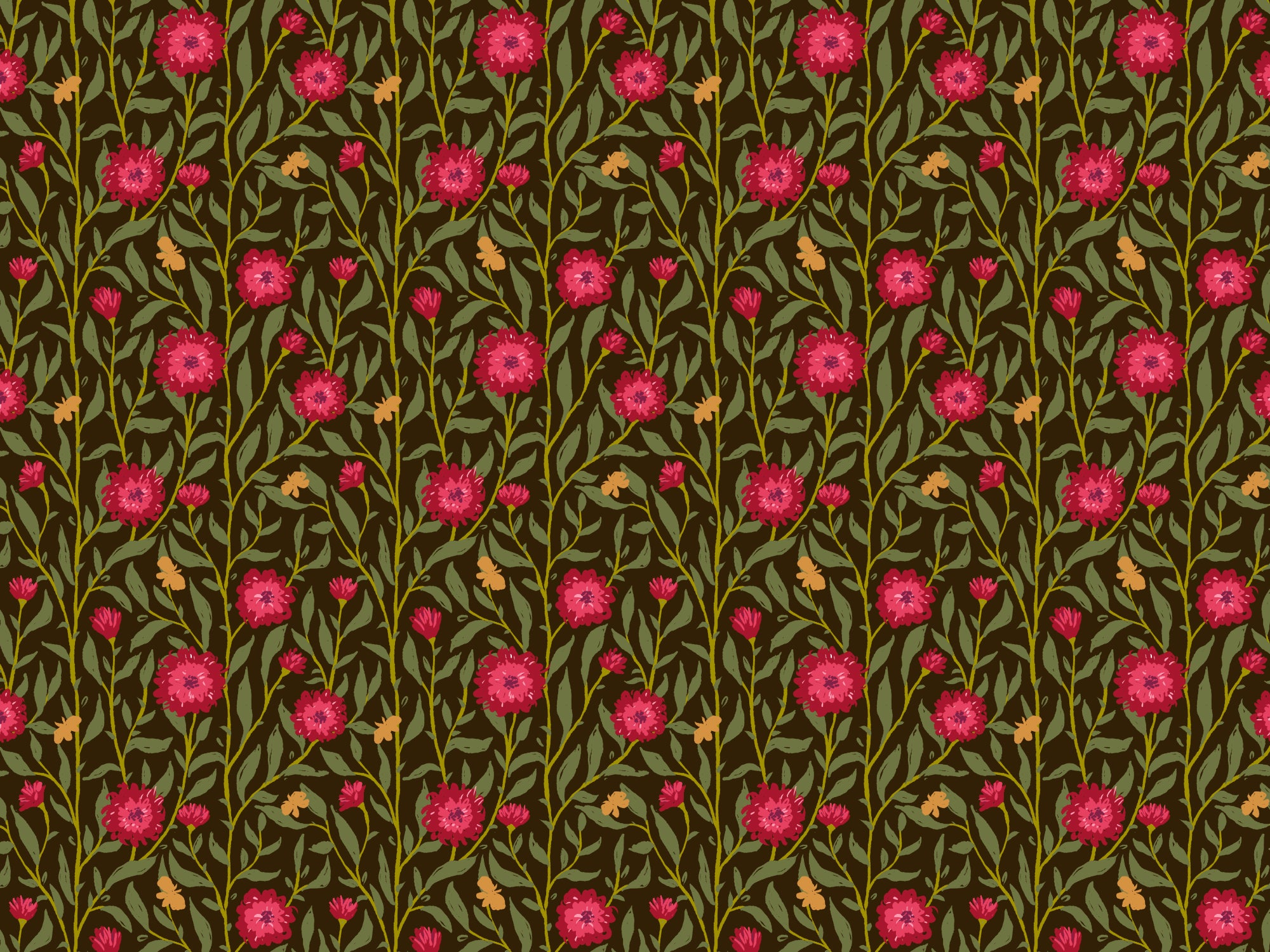 Dark Magenta Spring Trellis Wallpaper