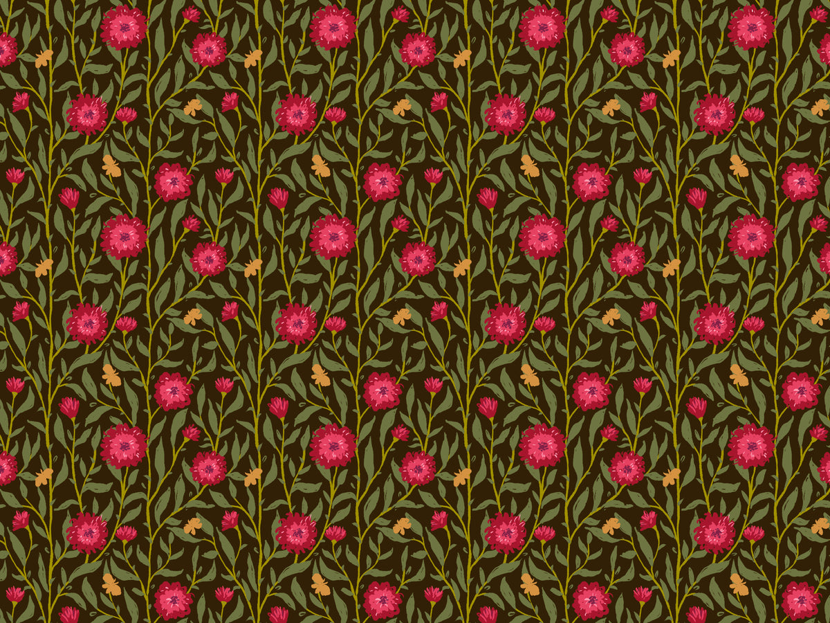 Dark Magenta Spring Trellis Wallpaper in your room — zoomed