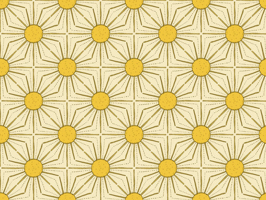 Yellow Sunburst Peel and Stick Wallpaper
