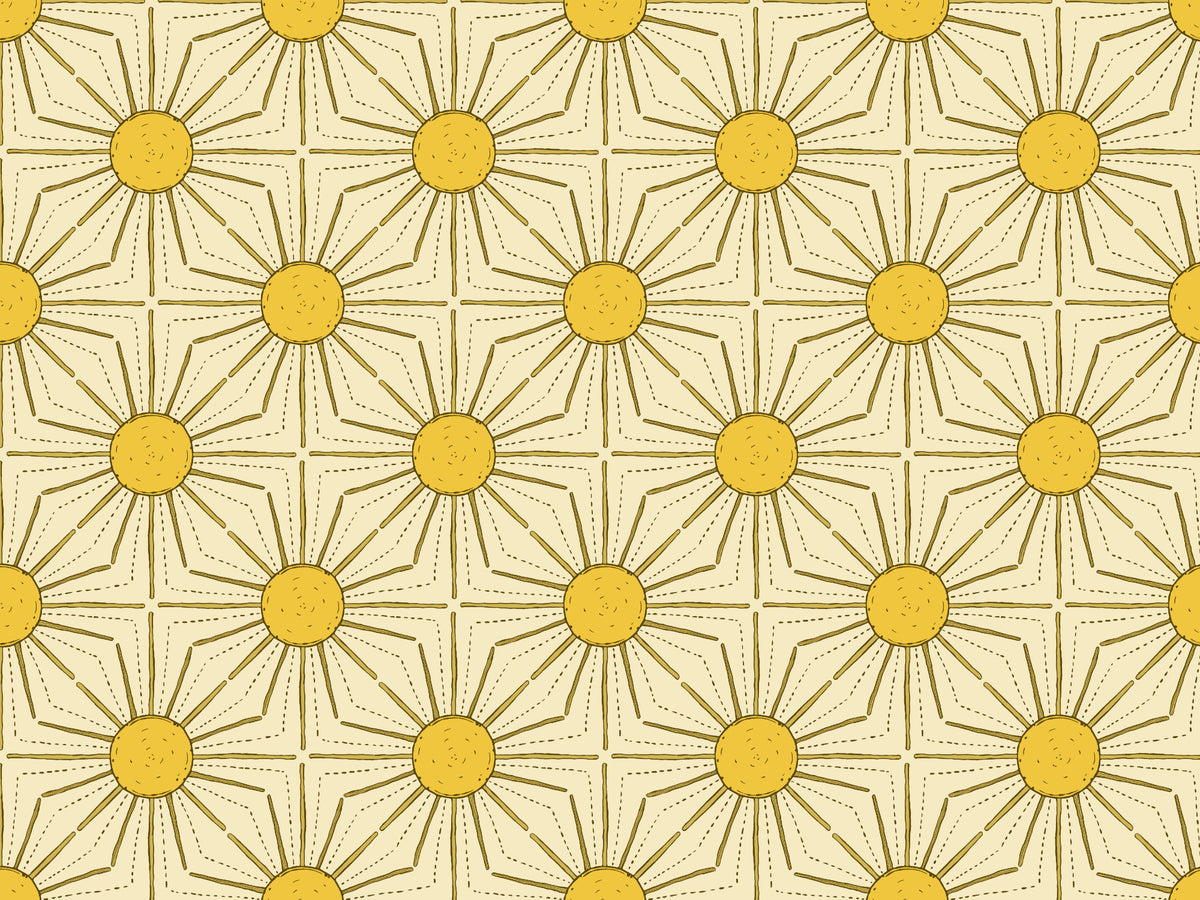 Yellow Sunburst Peel and Stick Wallpaper