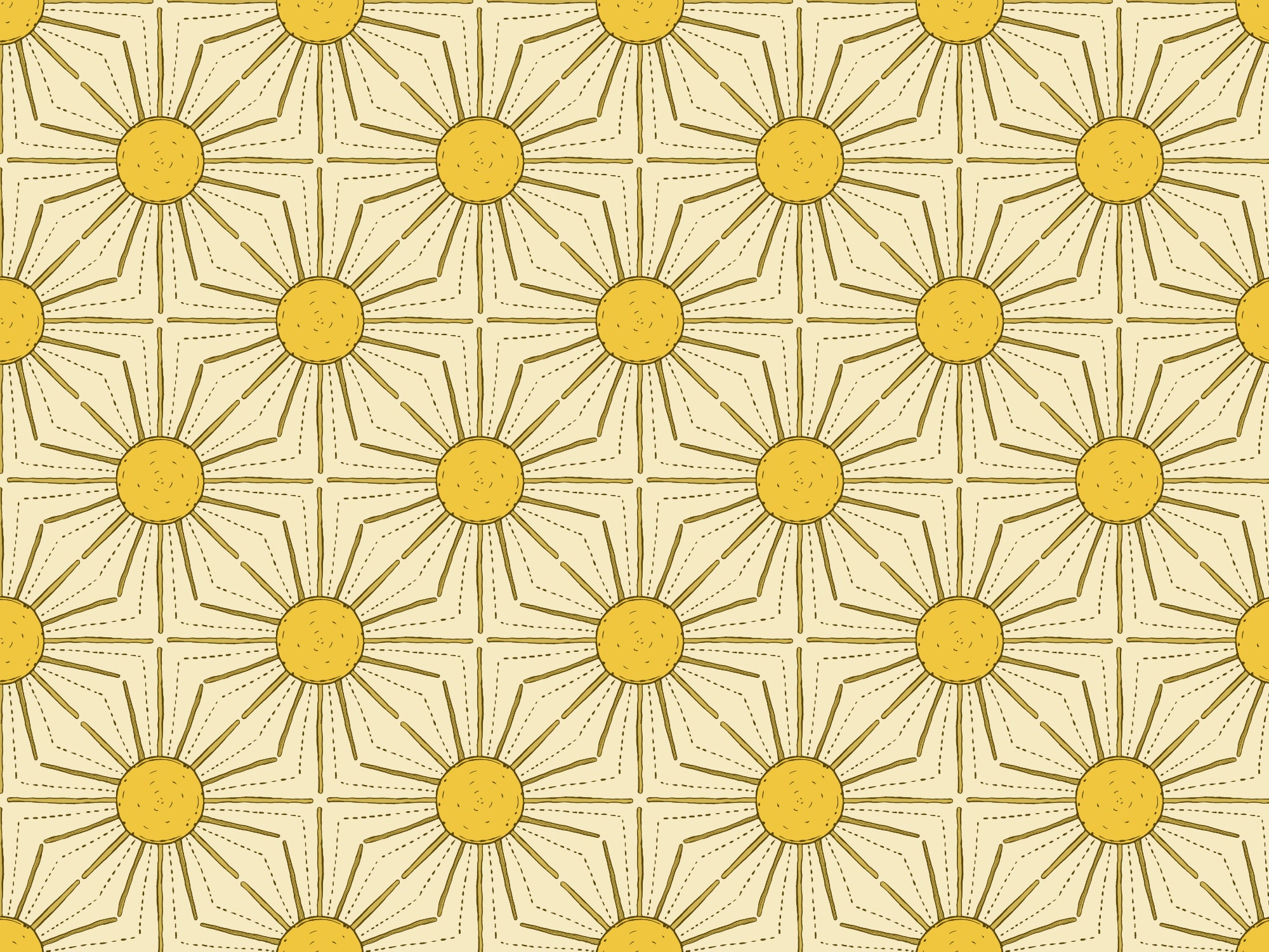 Yellow Sunburst Peel and Stick Wallpaper in your room — zoomed