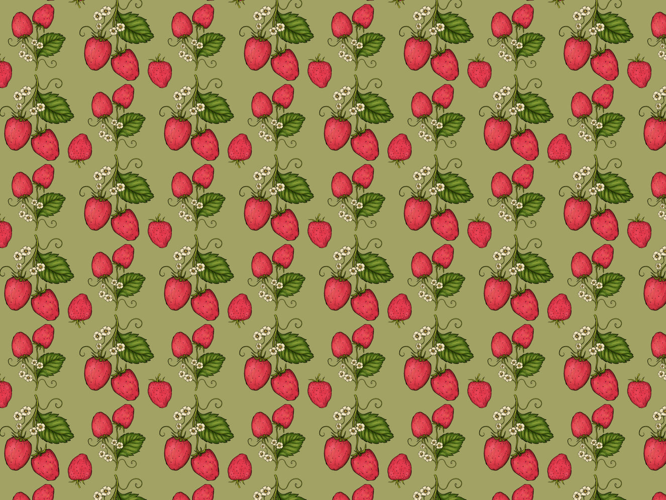 Pink Trailing Strawberries Wallpaper