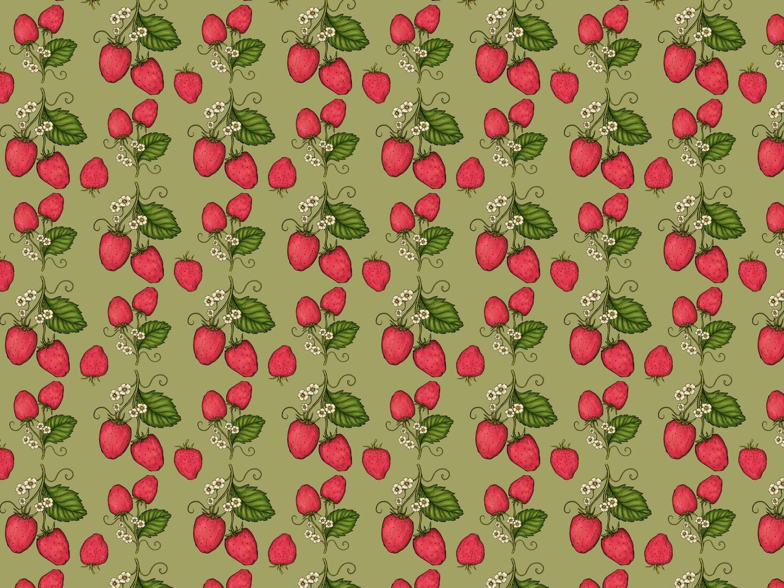 Pink Trailing Strawberries Wallpaper in your room