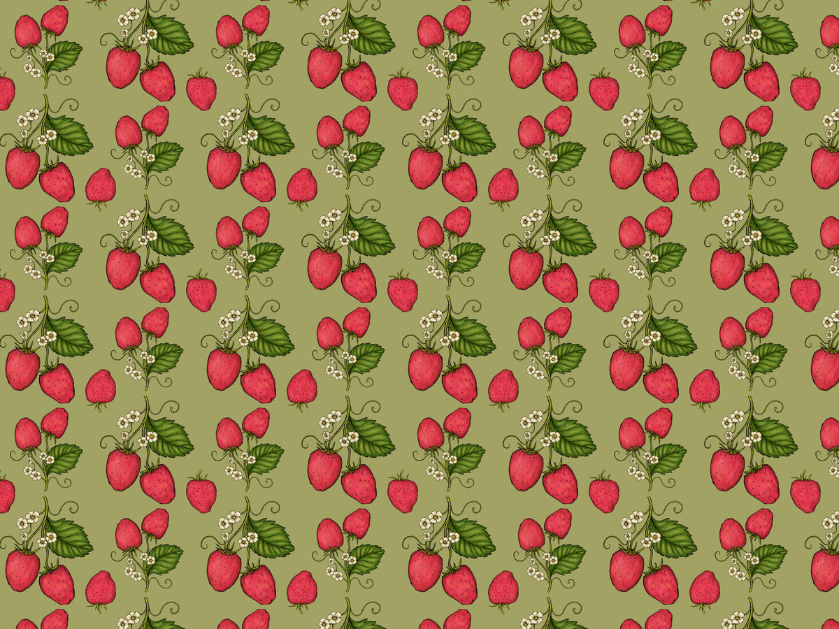 Pink Trailing Strawberries Wallpaper