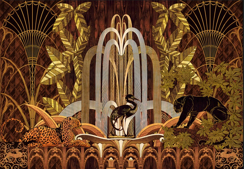 Art Deco Wildlife Graffiti Wall Mural in your room