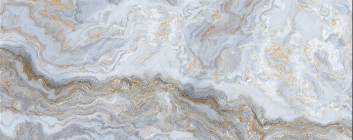 White Curly Natural Marble Wallpaper Murals in your room — zoomed