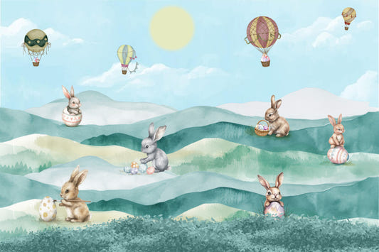 Spring Bunny Easter Egg Wall Mural