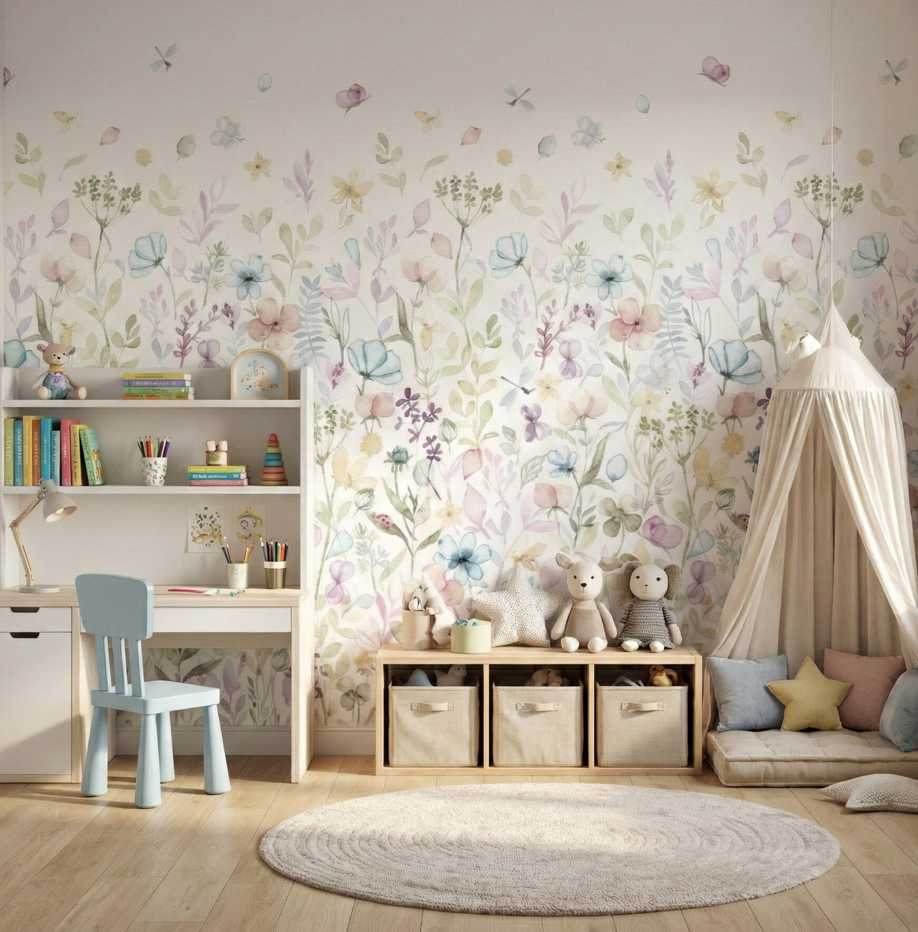 Watercolor Whispers Floral Wall Mural