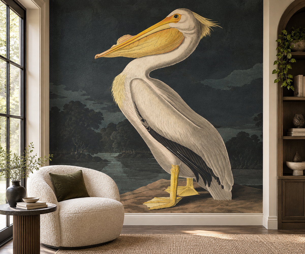 White Pelican Wallpaper Mural