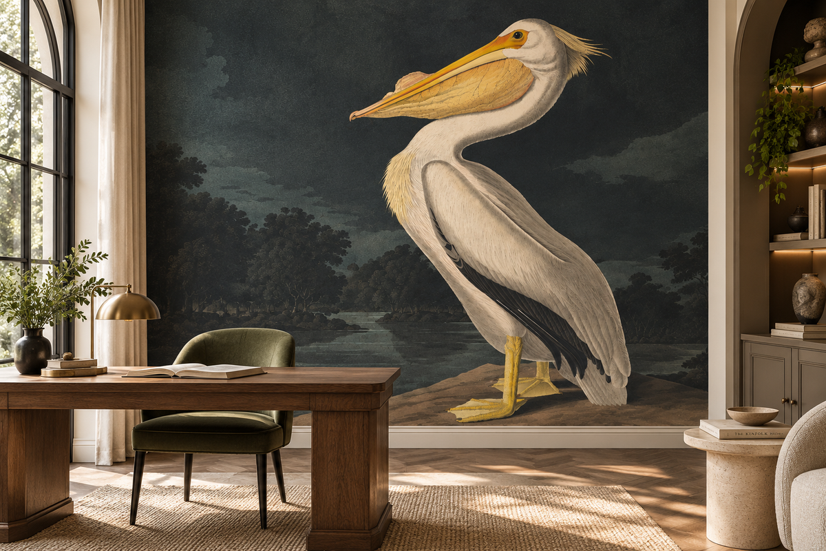 White Pelican Wallpaper Mural