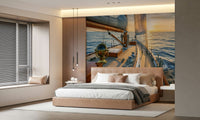 Sailing-inspired mural for entryway, coastal style with calm water backdrop