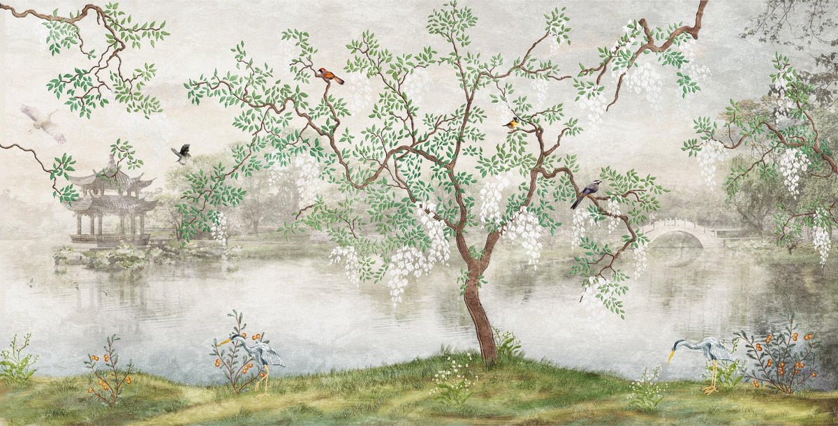 Tree & birds in the Japanese Garden Wallpaper in your room — zoomed