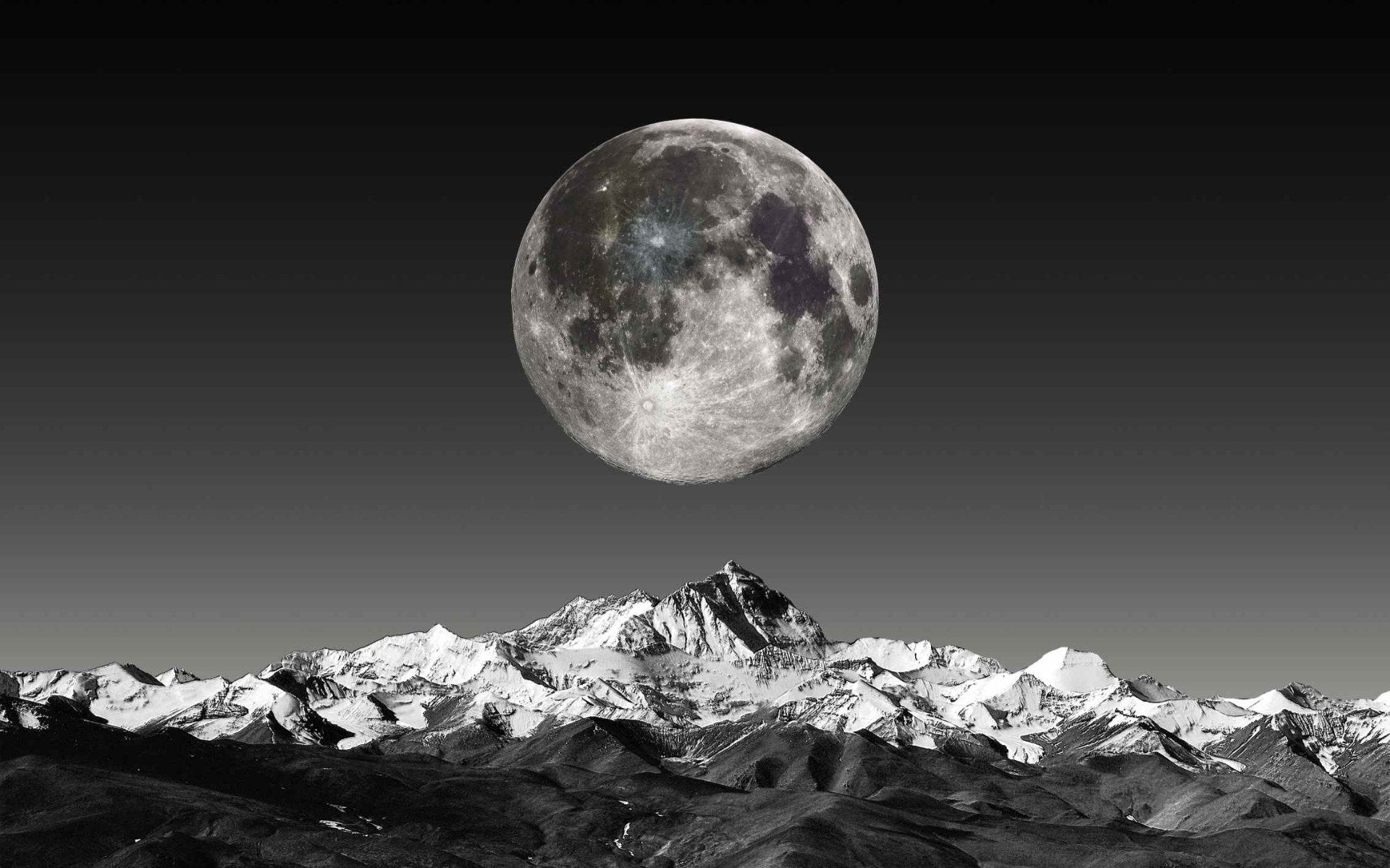 Black and White Moonlight Wallpaper Mural in your room — zoomed