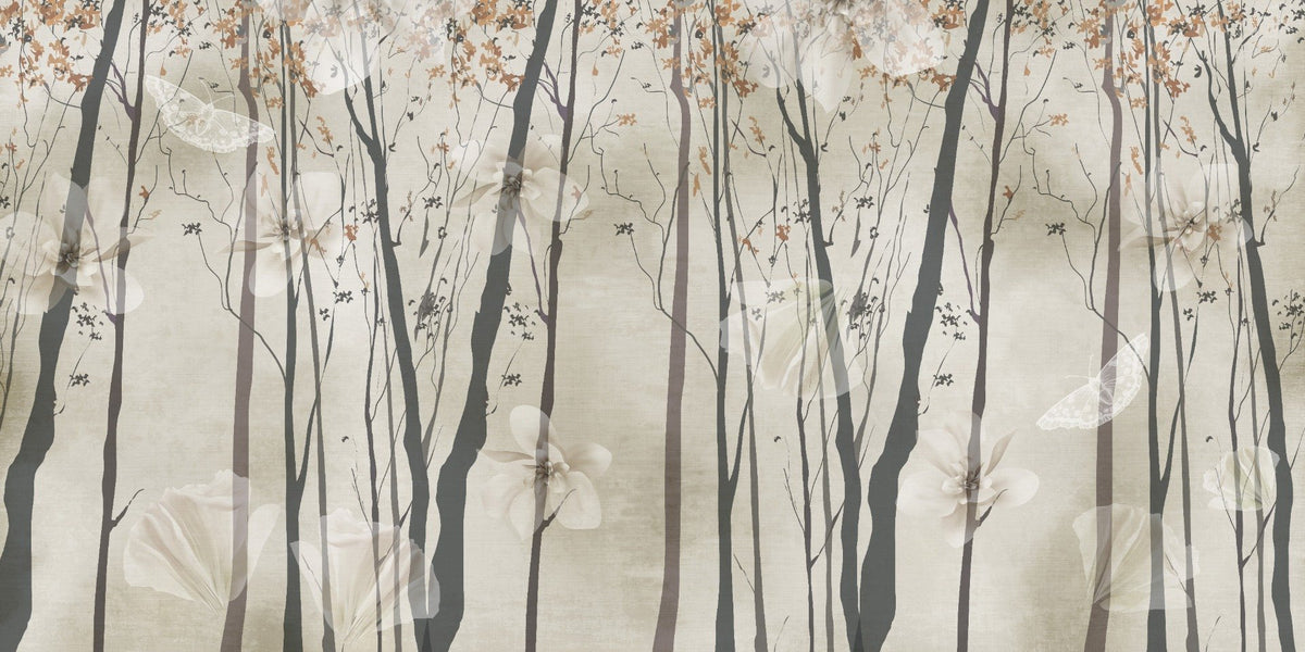 Serene Beige Woods Wallpaper Mural in your room