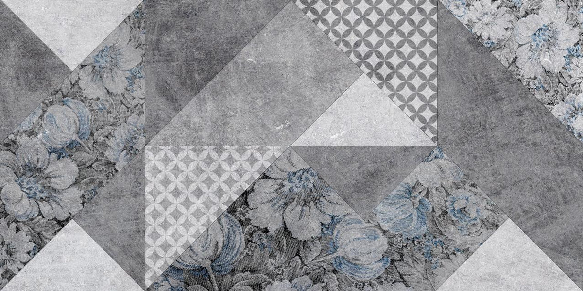 Gray Colored Geometric Flowers Wallpaper Murals in your room