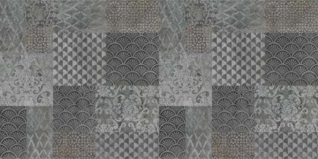 Grey Concrete Pattern Art Deco Patchwork Wallpaper Murals in your room