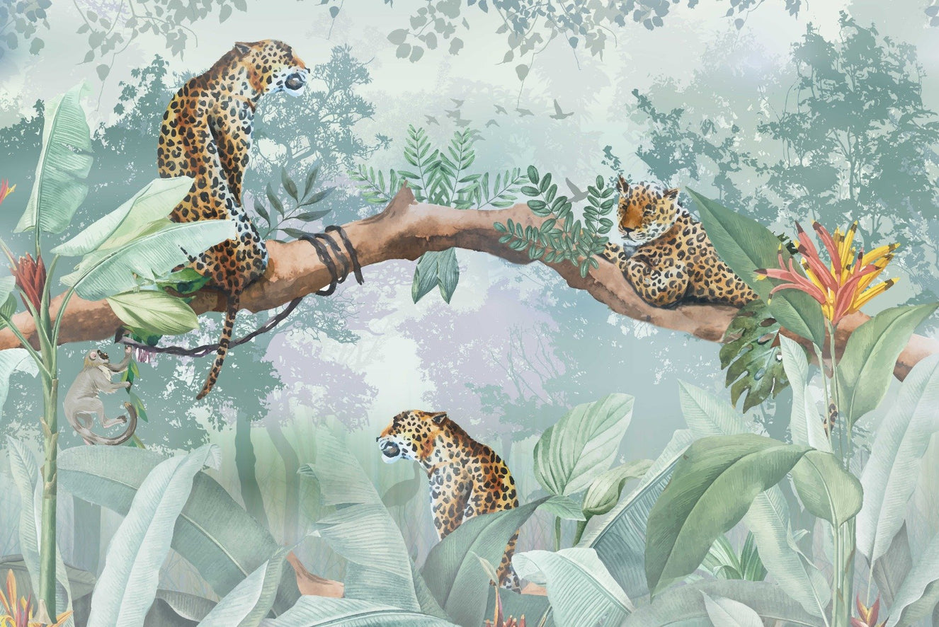 Leopard on the Trees Wallpaper Mural