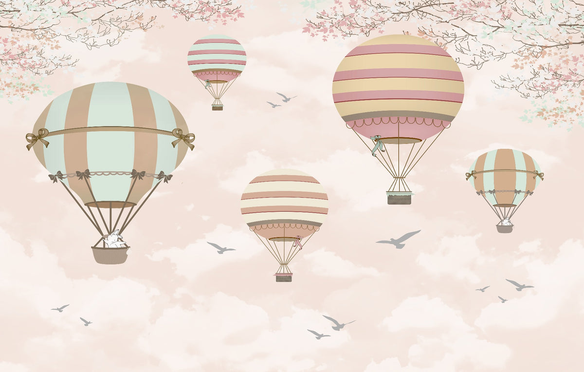 Ballons in the Sky Kids Room Wallpaper Mural in your room