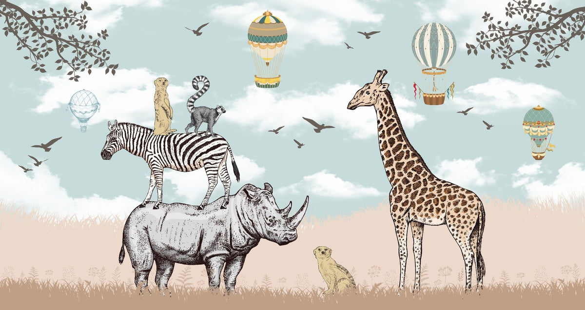 Savannah Animals Kids Room Wallpaper Mural in your room