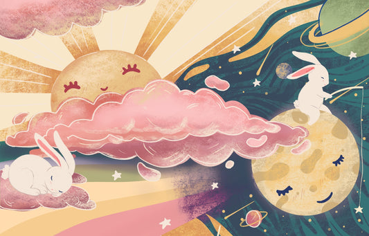 Pink Yellow Sun and Sky Wallpaper Murals