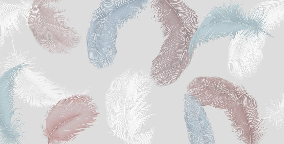 Designer Colorful Feather Wallpaper Murals in your room — zoomed