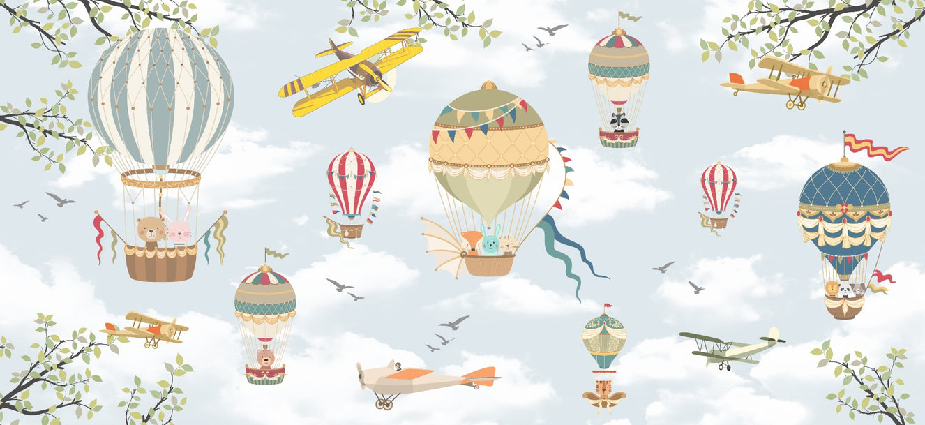 Floating Balloons Kids Wallpaper Mural