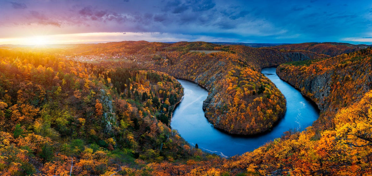 Vltava River Autumn Forest Wallpaper Mural in your room
