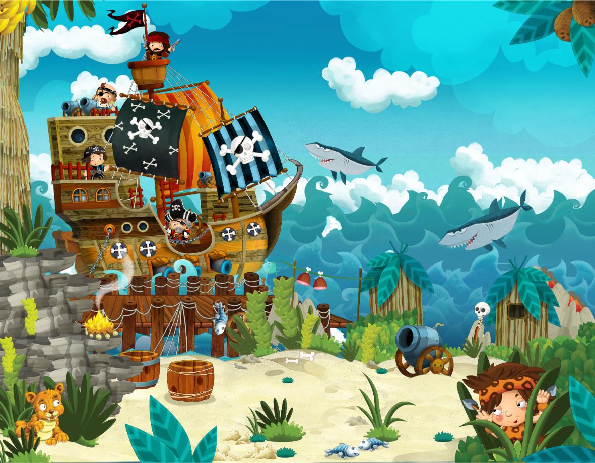 Pirates On The Sea Kids Wallpaper Mural in your room