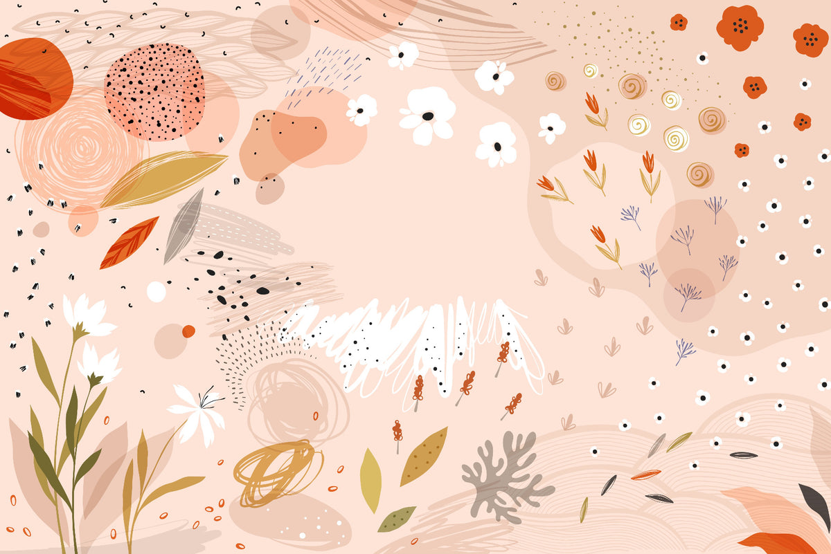 Trendy Abstract Floral Art Wallpaper Mural in your room