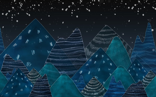 Deep Night Lofty Hills Landscape Kids Wall Mural