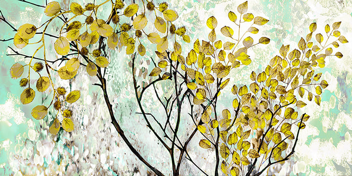 Yellow Oil Painting Canvas Effect Flower Wall Mural in your room — zoomed