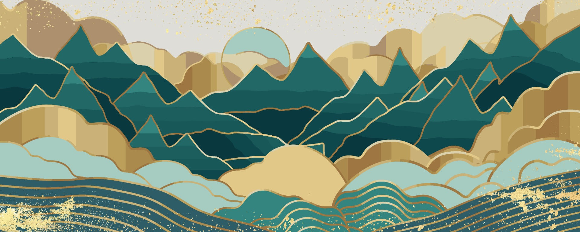 Golden Green Handmade Mount 3D Wallpaper Mural