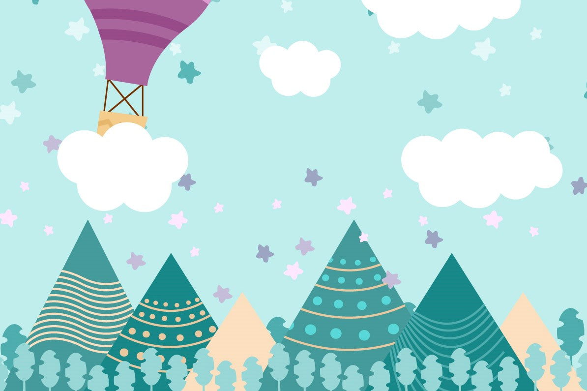 Hot Air Balloons Nursery Wallpaper Wall Mural in your room