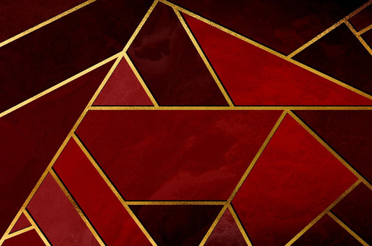 Red and Gold Abstract Mosaic Wallpaper Murals