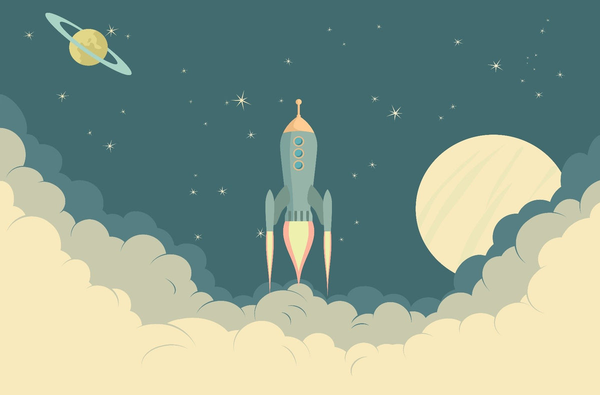 Launch Rocket Kids Cartoon Wallpaper Mural in your room — zoomed